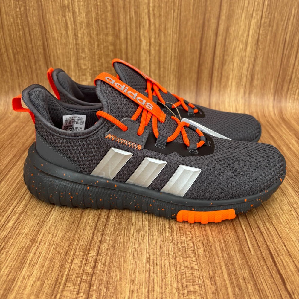 Adidas Kaptir 4.0 K Sneakers Kids Size 5 Grey Orange Cloudfoam Running NEW
